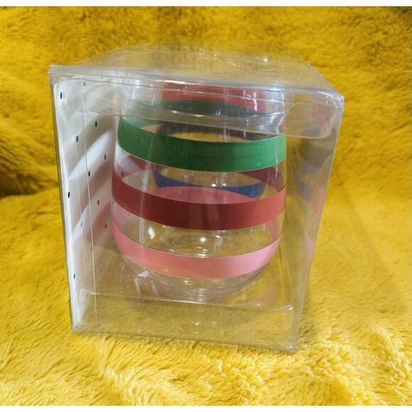 Kate Spade New York Stemless Wine Glass Set ADVENTURE Stripes Acrylic 14 Oz NIB - Picture 7 of 8